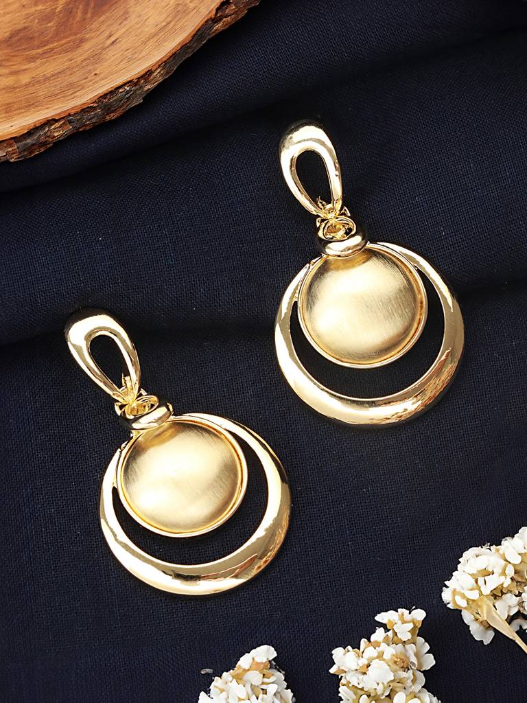 Anti-Tarnish Gold Plated Concentric Balls Minimal Drop Earrings : STER8050