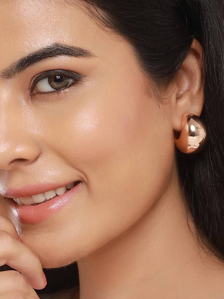 Anti-Tarnish Rose Gold Plated Dome Shaped Statement Studds Earrings : STER8053