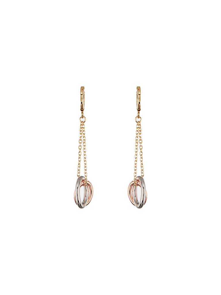 Anti-Tarnish Rose Gold Plated Concentric Chain Drop Earrings : STER8054