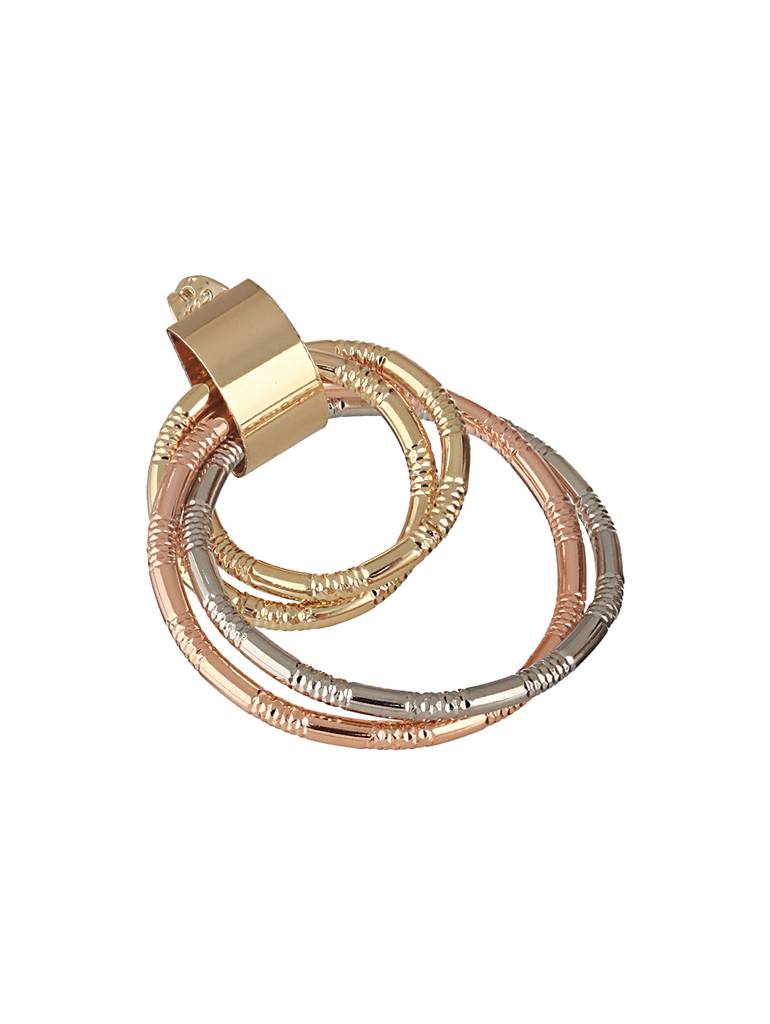 Anti-Tarnish Gold Plated Concentric Small Hoop Minimal Studds Earrings : STER8055