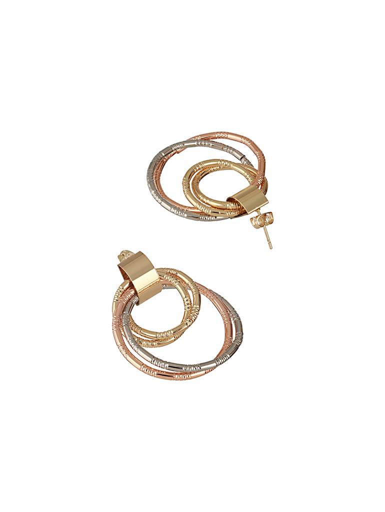 Anti-Tarnish Gold Plated Concentric Small Hoop Minimal Studds Earrings : STER8055
