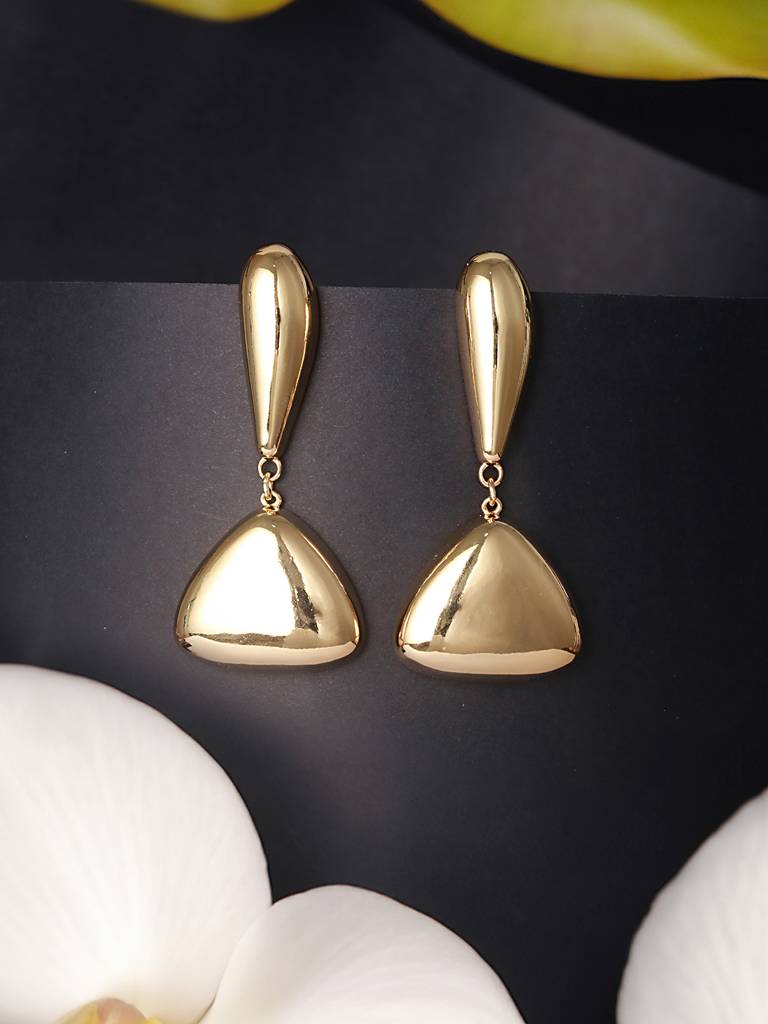 Anti-Tarnish Gold Plated Water Drop Shaped Luxe Drop Earrings : STER8056