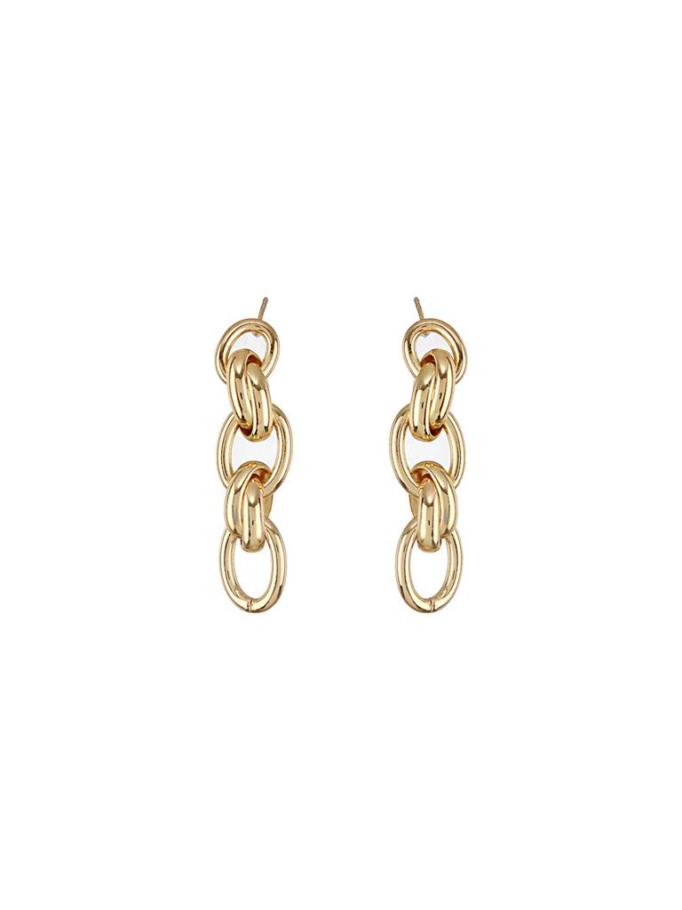 Anti-Tarnish Gold Plated Link  Luxe Drop Earrings : STER8057