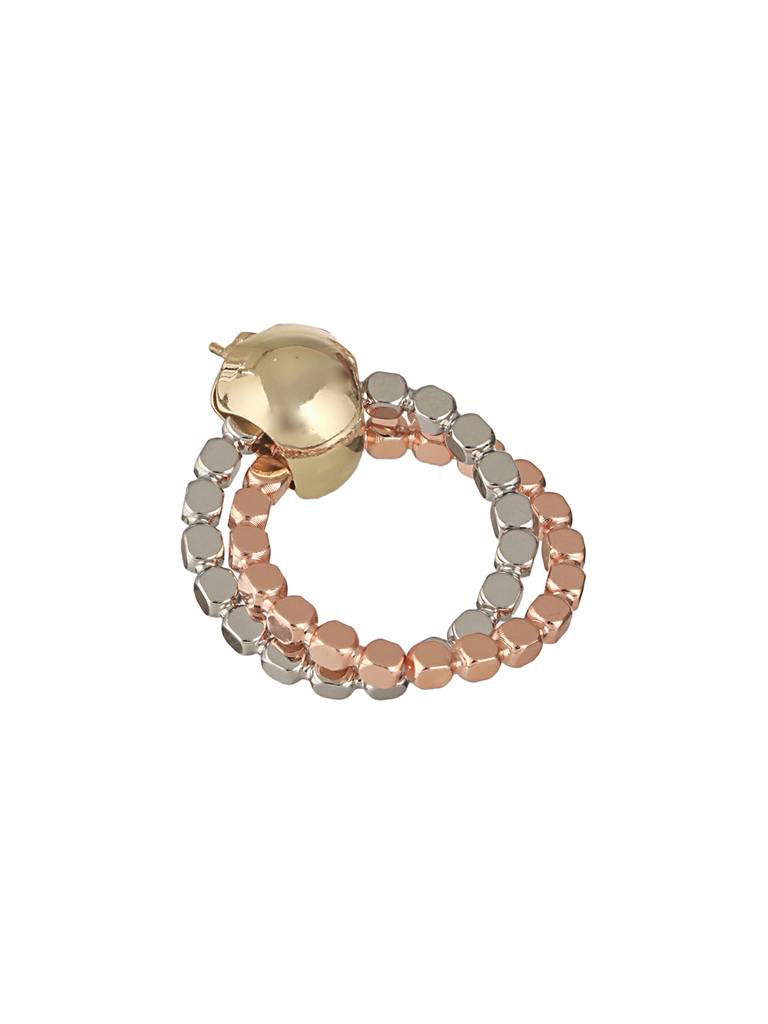 Anti-Tarnish Silver & Rose Plated Hammered Circular Hoop Earrings : STER8058