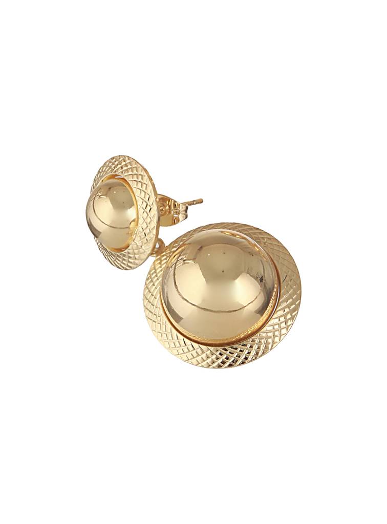 Anti-Tarnish Gold Plated Dual Ball Drop Minimal Drop Earrings : STER8059