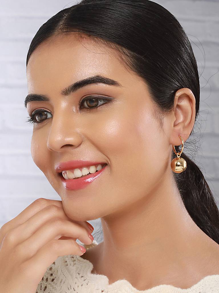 Anti-Tarnish Gold Plated Water Drop Shaped Luxe Earrings : STER8060