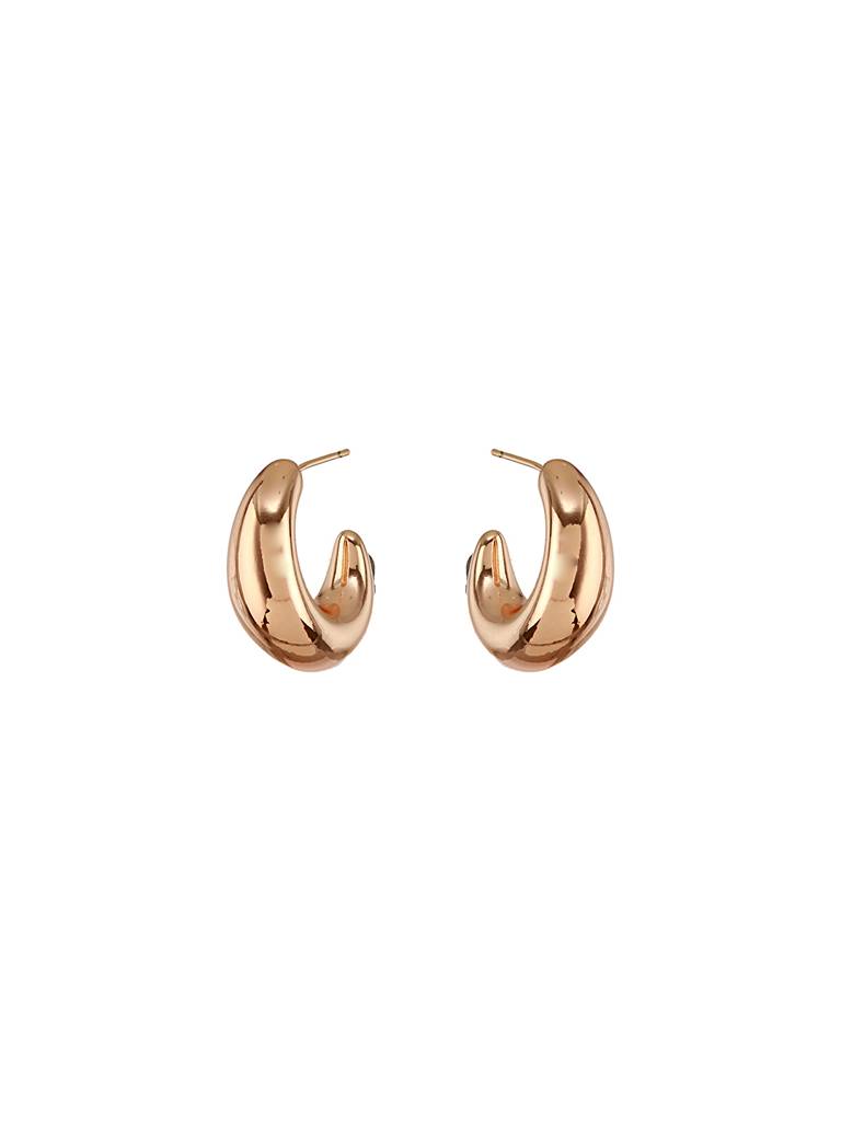 Anti-Tarnish 18K Gold Plated Dome Shaped Half Hoop : STER8061