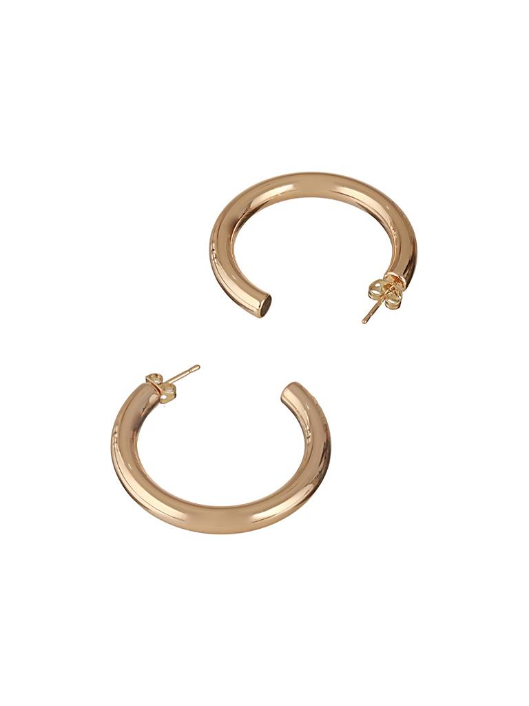 Anti-Tarnish 18K Gold Plated Half Hoop Pipe Minimal Earrings : STER8062