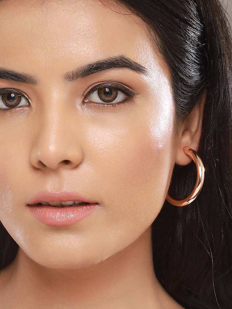 Anti-Tarnish 18K Gold Plated Half Hoop Pipe Minimal Earrings : STER8062