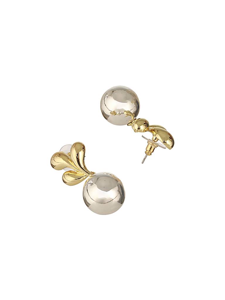 Anti-Tarnish Gold & Silver Plated Leafy Chunky Earrings & Locket Jewellery Set : STLK8072