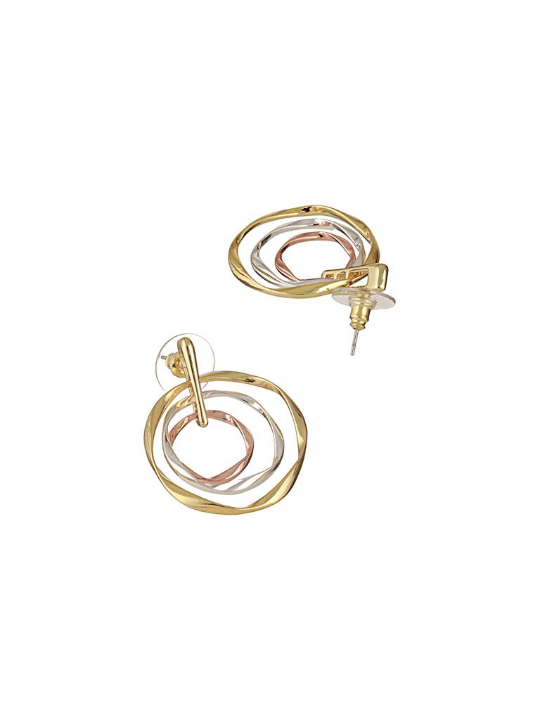 Anti-Tarnish Triple Toned Concentric Twisted Chunky Pendant Jewellery Set : STLK8073