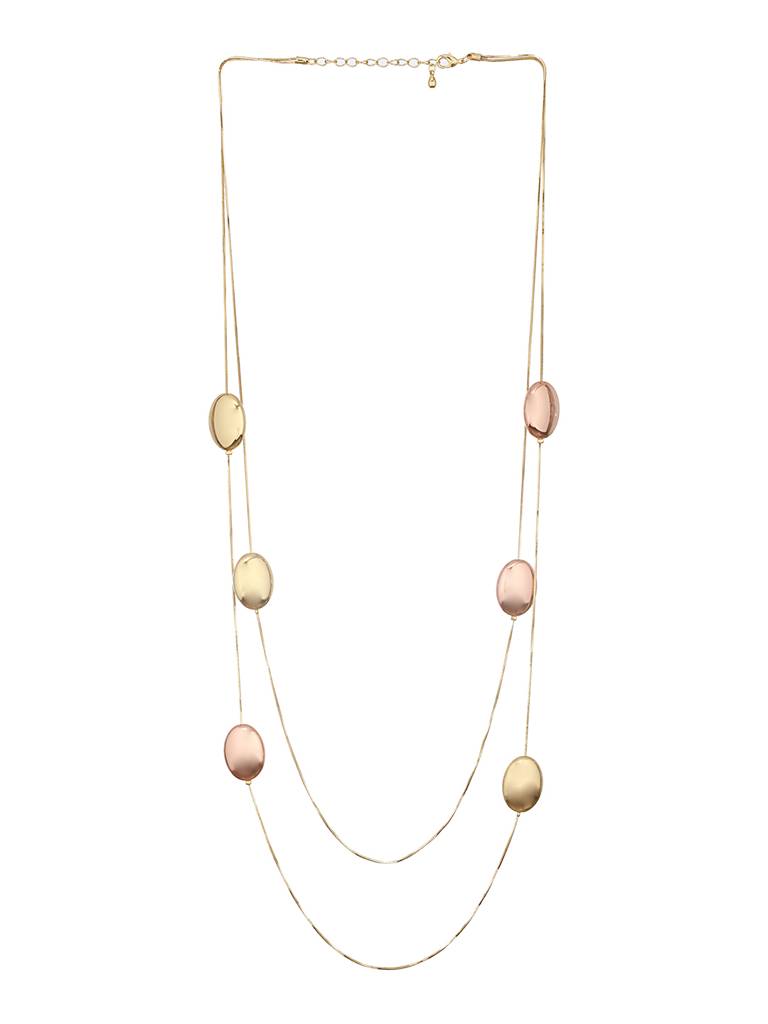 Anti-Tarnish Gold Plated Double Lined Statement Long Chain & Necklace : STLK8076