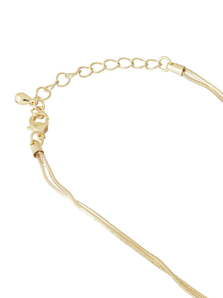Anti-Tarnish Gold Plated Double Lined Statement Long Chain & Necklace : STLK8076