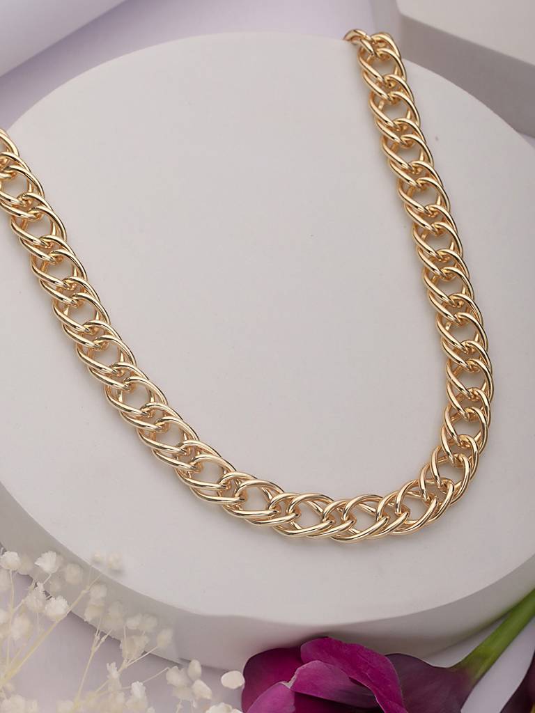 Anti-Tarnish Gold Plated Chunky  Link Chain Necklace : STLK8079