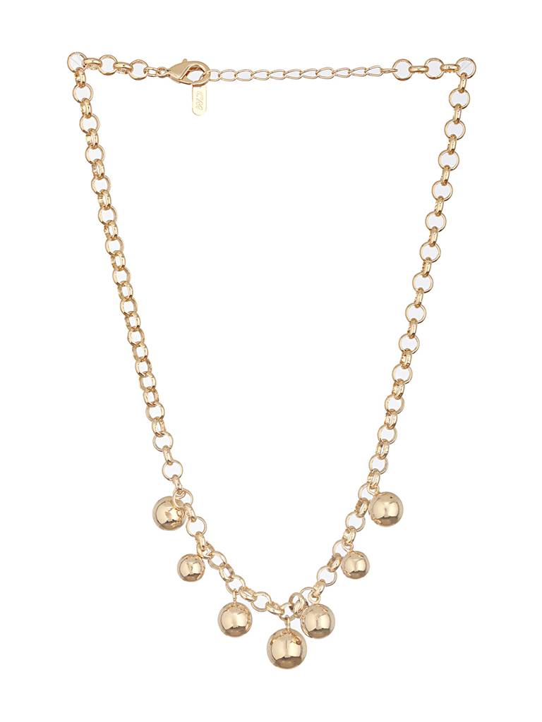 Anti-Tarnish Gold Plated Chunky Ball Pendant Link Chain Necklace : STLK8080