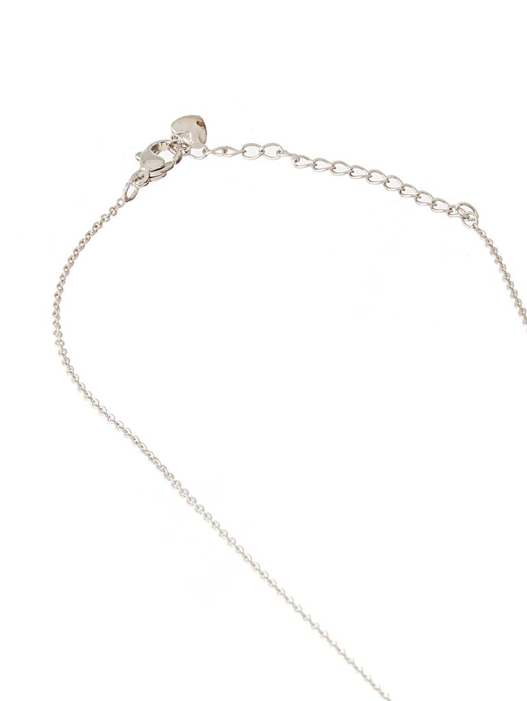 Anti-Tarnish Silver Plated Ad Studded Delicate Solitaire Leaf Pendant Necklace : STLK8081