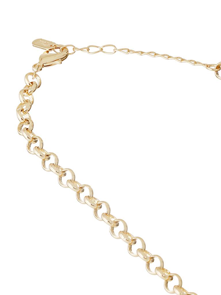 Anti-Tarnish Gold Plated Engraved Lock Pendant Link Chain  Necklace : STLK8084