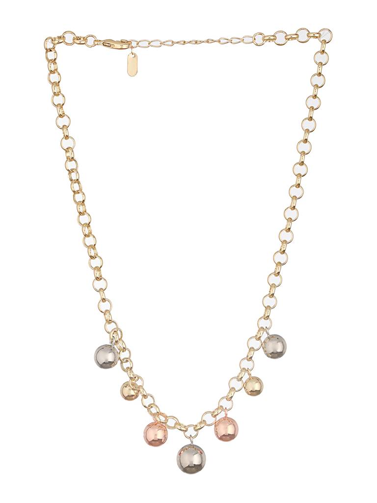 Anti-Tarnish Gold Polish Triple Plated Balls Link Chain Necklace : STLK8085