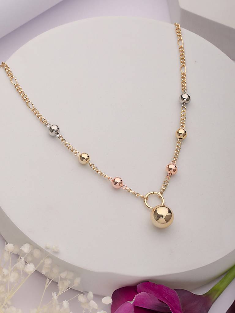 Anti-Tarnish Gold Polish Ball Locket Ball Chain Necklace Multi  Stainless Steel