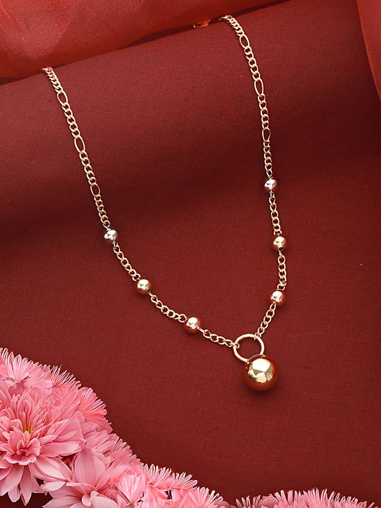 Anti-Tarnish Gold Polish Ball Locket Ball Chain Necklace : STLK8086