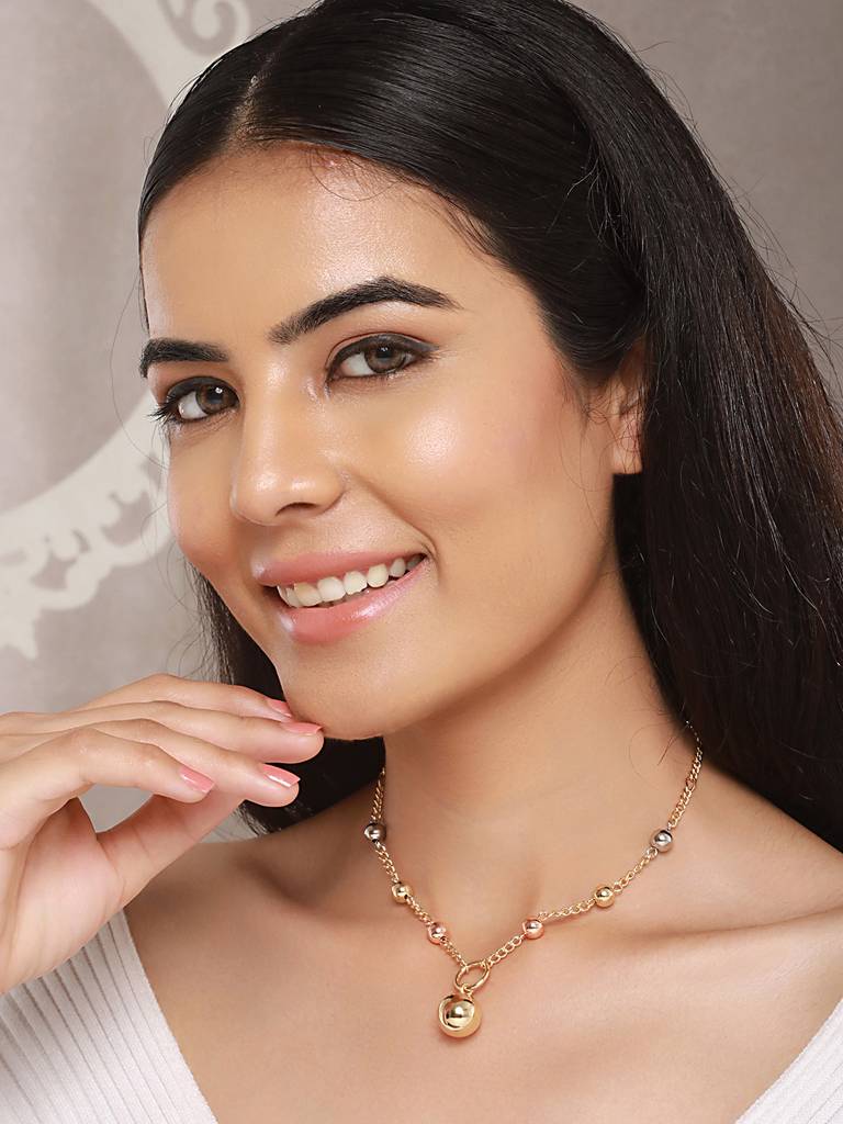 Anti-Tarnish Gold Polish Ball Locket Ball Chain Necklace : STLK8086