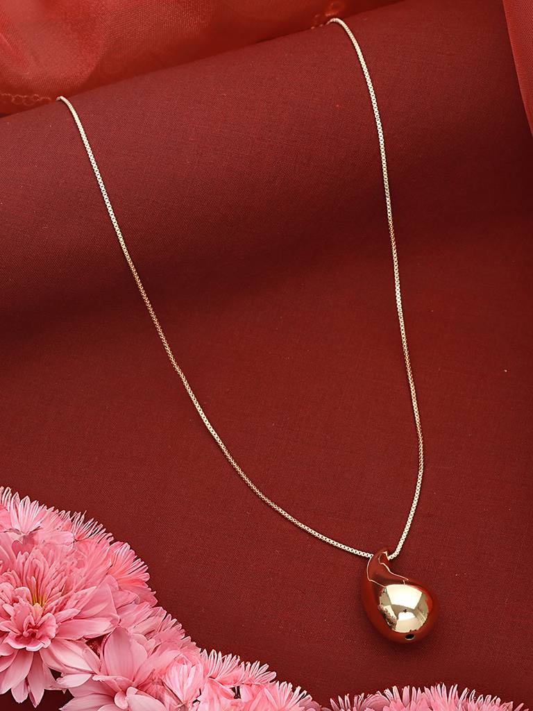 Anti-Tarnish Gold Plated Droplet Of Joy Locket Chain Necklace : STLK8087