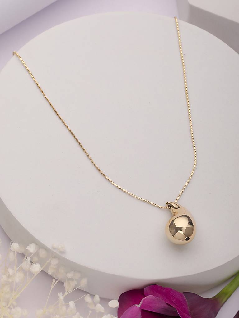 Anti-Tarnish Gold Plated Droplet Of Joy Locket Chain Necklace : STLK8087
