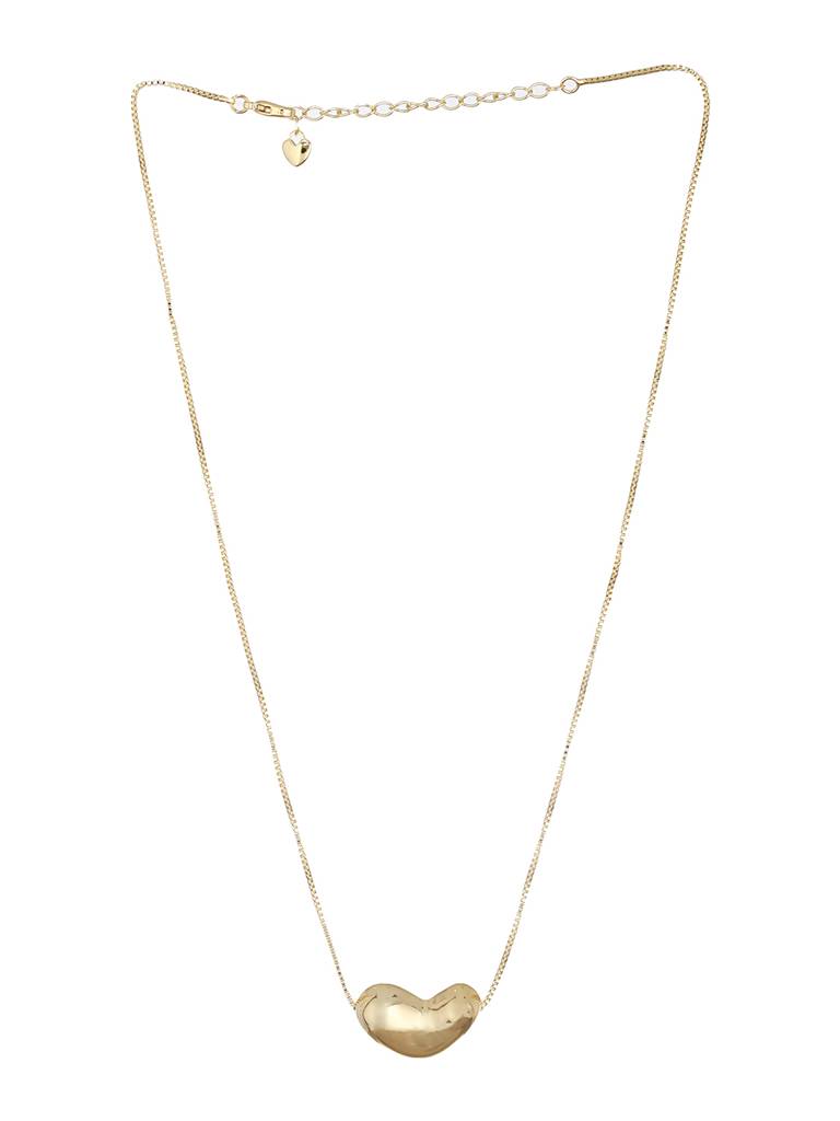Anti-Tarnish Gold Plated Chunky Heart Pendant Chain Necklace : STLK8088