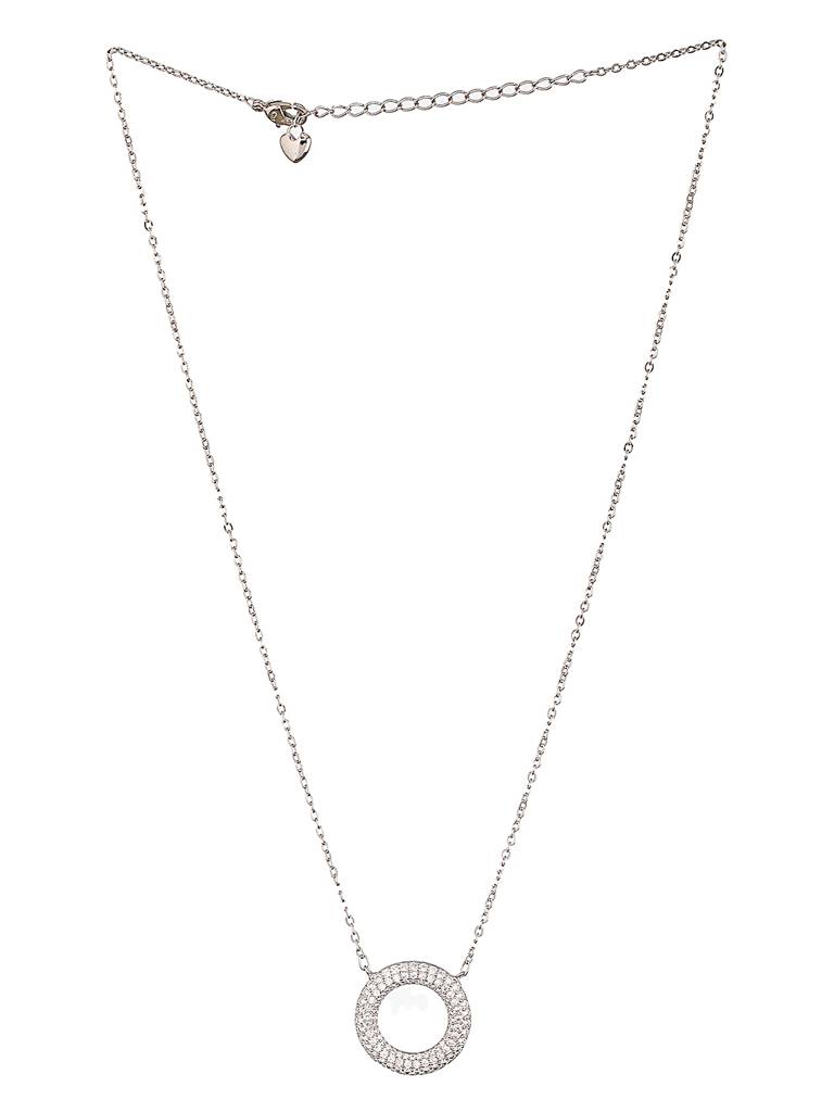 Anti-Tarnish Silver Plated Ad Circle Of Life Pendant Minimal Chain Necklace : STLK8091