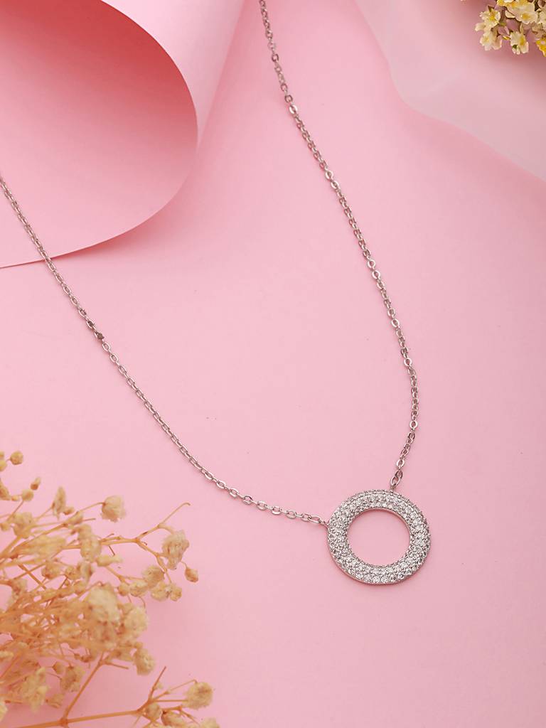 Anti-Tarnish Silver Plated Ad Circle Of Life Pendant Minimal Chain