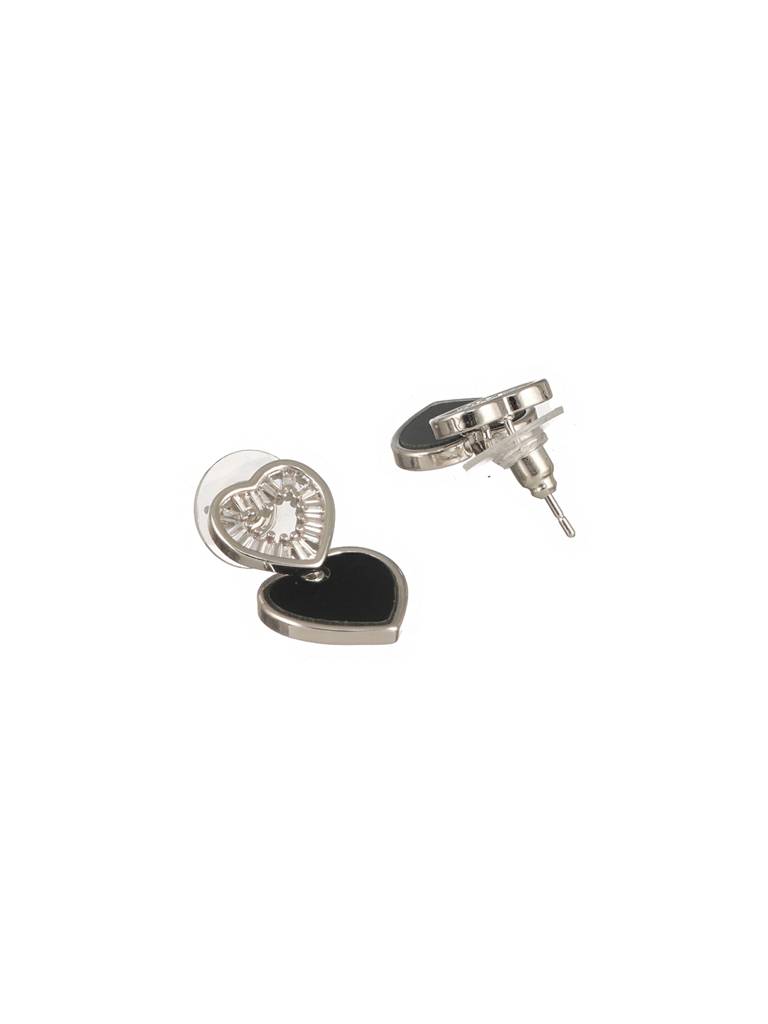 Silver Plated Heart Shaped Studds Minimal  Earrings : STER8118