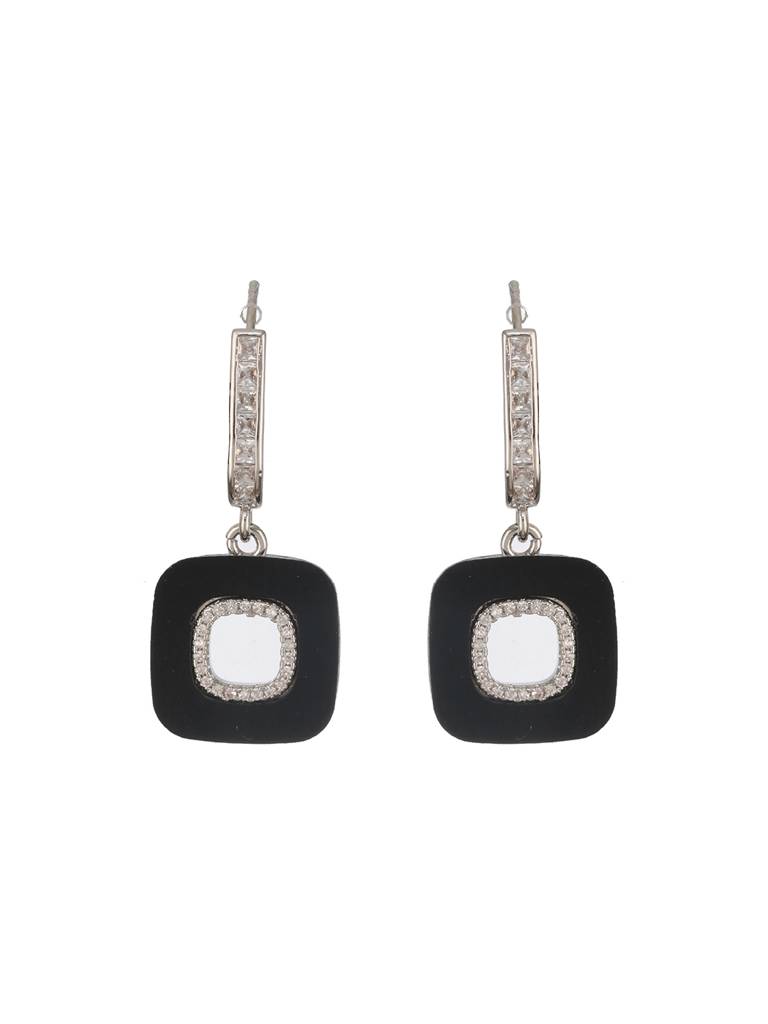 Silver Plated Square Minimal Hoop Earrings : STER8121
