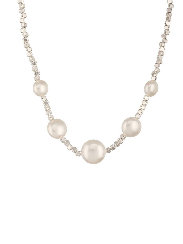 Anti-Tarnish Rhodium Plated Celestial Faux  Pearl Luxurious Necklace & Chain : STLK8142