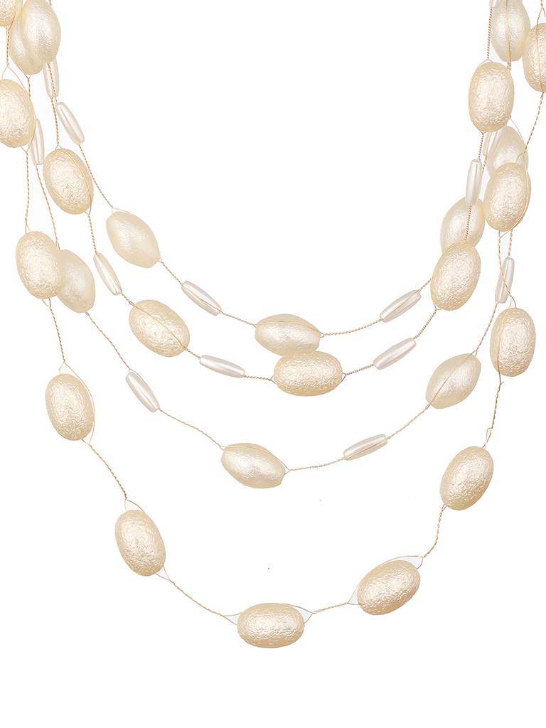 Anti-Tarnish Gold Toned Pearl Minimal Luxurious  Layered Necklace & Chain : STLK8149