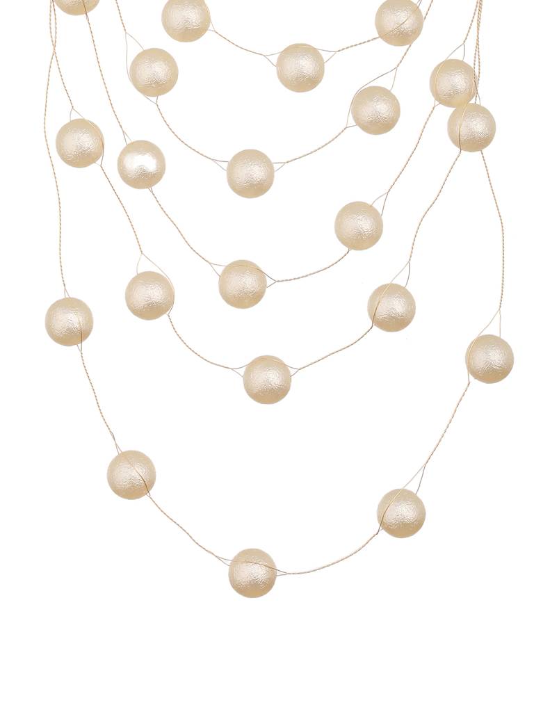 Anti-Tarnish Gold Toned Minimal Round Pearl Layered Necklace & Chain : STLK8150