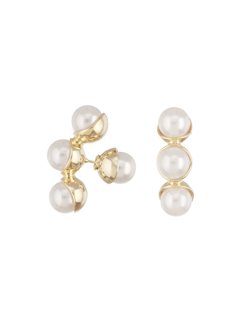 Anti-Tarnish Pearl Bunch Designer Double Sided Drop Studs Earrings : STER8157