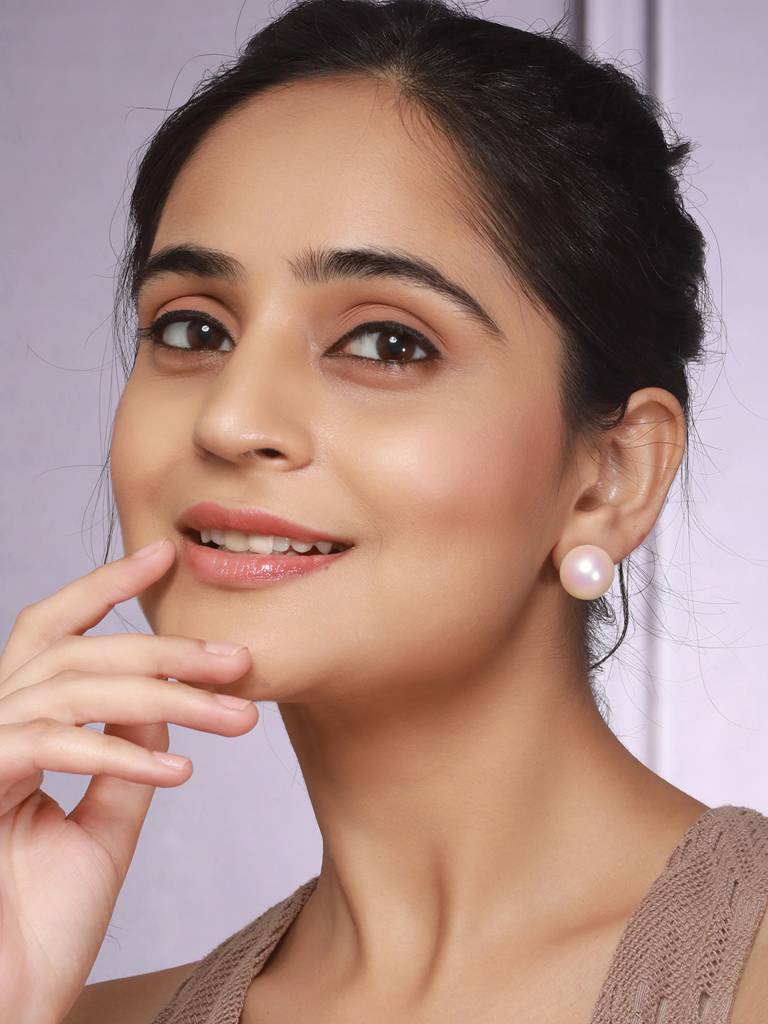 Anti-Tarnish Gold Toned Round  Pearl Studds 16 Mm  Studds Earrings : STER8158