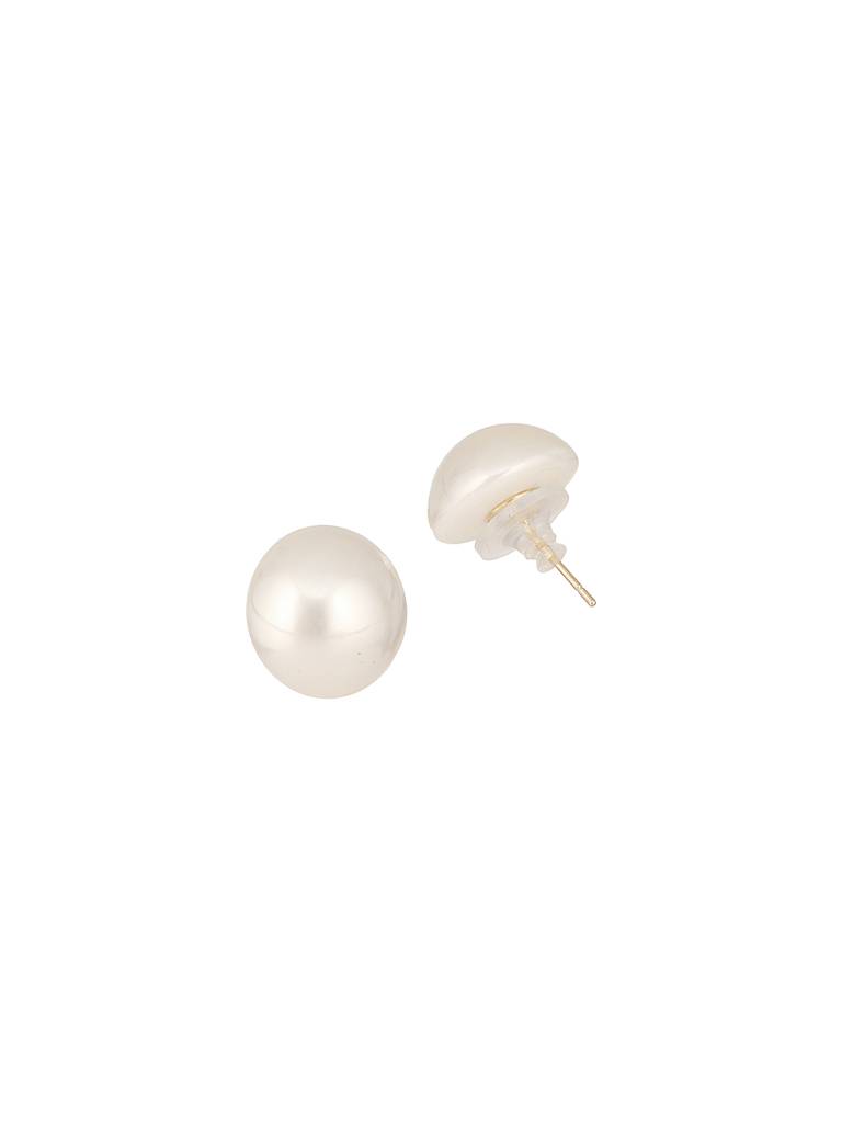 Anti-Tarnish Rhodium Toned Button Pearls Of 16Mm  Dailywear Studds Earrings : STER8160