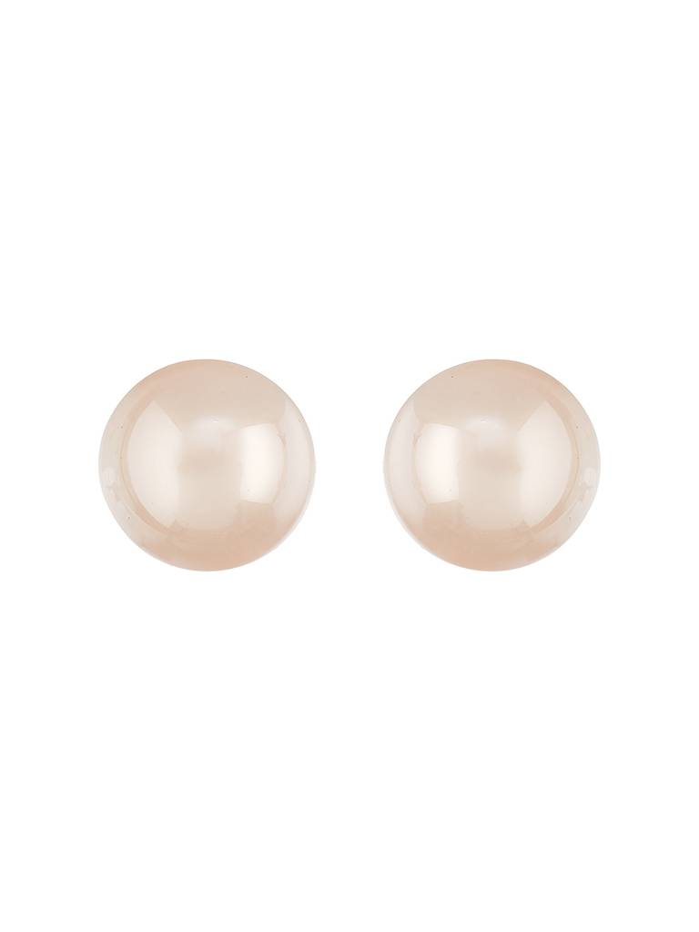 Anti-Tarnish Rose Toned Round Button Pearl Of 20Mm Studds Earrings : STER8162