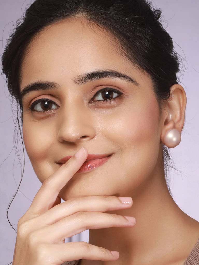 Anti-Tarnish Rose Toned Round Button Pearl Of 20Mm Studds Earrings : STER8162