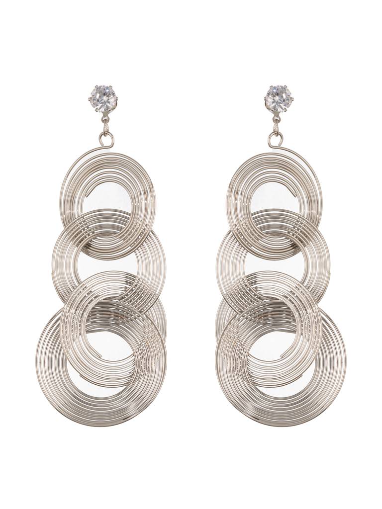Anti-Tarnish Silver Plated Circular Drop Earrings : STER8164