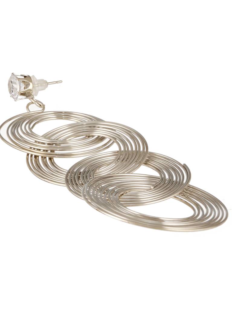 Anti-Tarnish Silver Plated Circular Drop Earrings : STER8164
