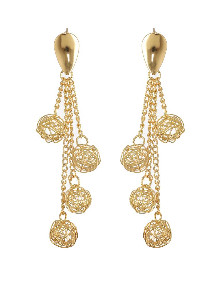 Anti-Tarnish Gold Plated Mesh Ball Drop Dangler Earrings : STER8165