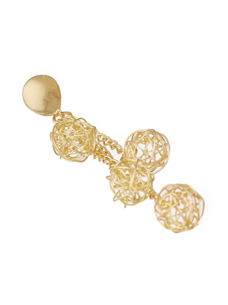 Anti-Tarnish Gold Plated Mesh Ball Drop Dangler Earrings : STER8165