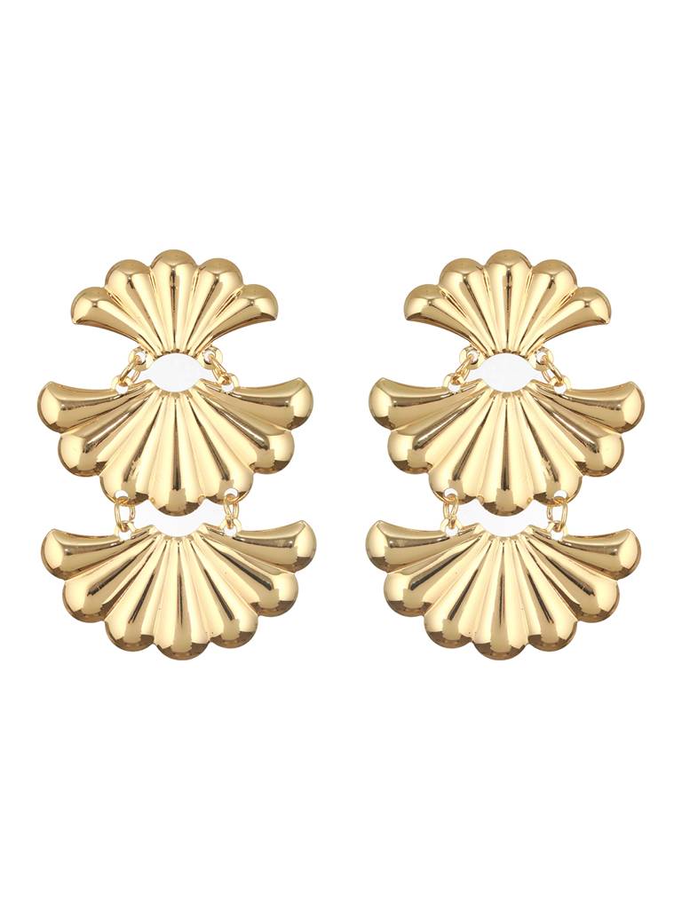 Anti-Tarnish Gold Plated Shell Shaped Drop Earrings : STER8172