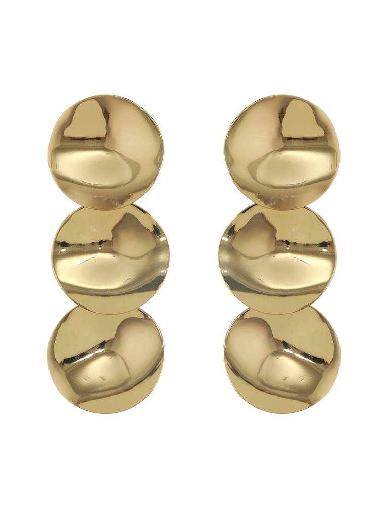 Anti-Tarnish Gold Plated Hammered Statement Dropdown Earrings : STER8173