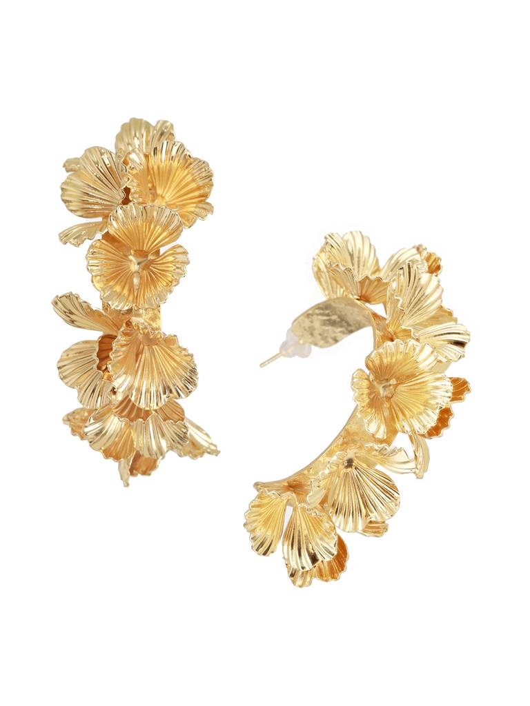 Anti-Tarnish Gold Plated Quirky  Statement Hoops Earrings : STER8176