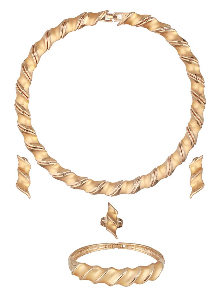 Anti-Tarnish 18K Gold Plated Chunky Charm Link Combo Jewellery Set : STNK8180