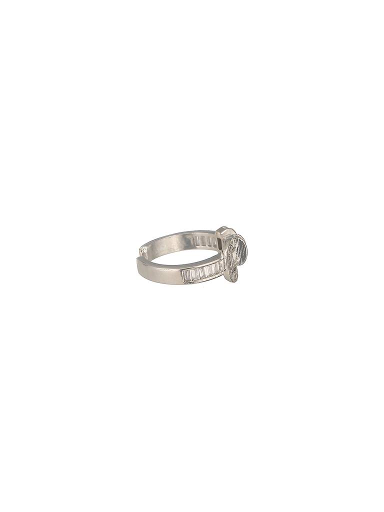 Silver Plated Cz Studded Buckle Design Minimal Finger Ring : STRG8184