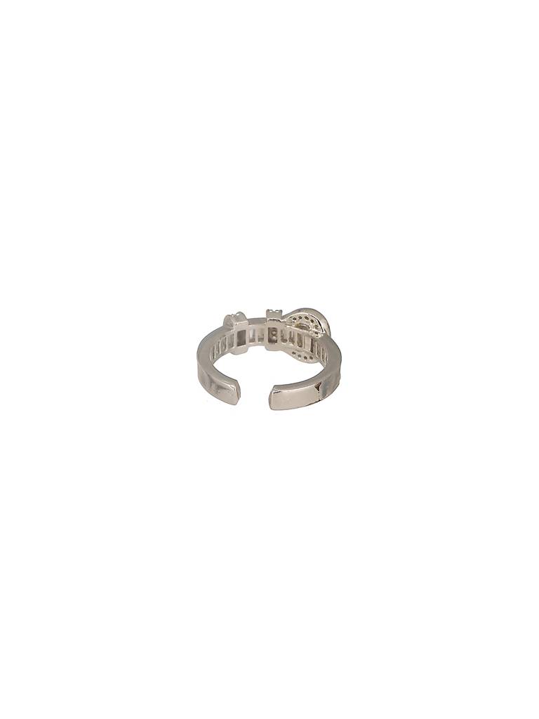 Silver Plated Cz Studded Buckle Design Minimal Finger Ring : STRG8184